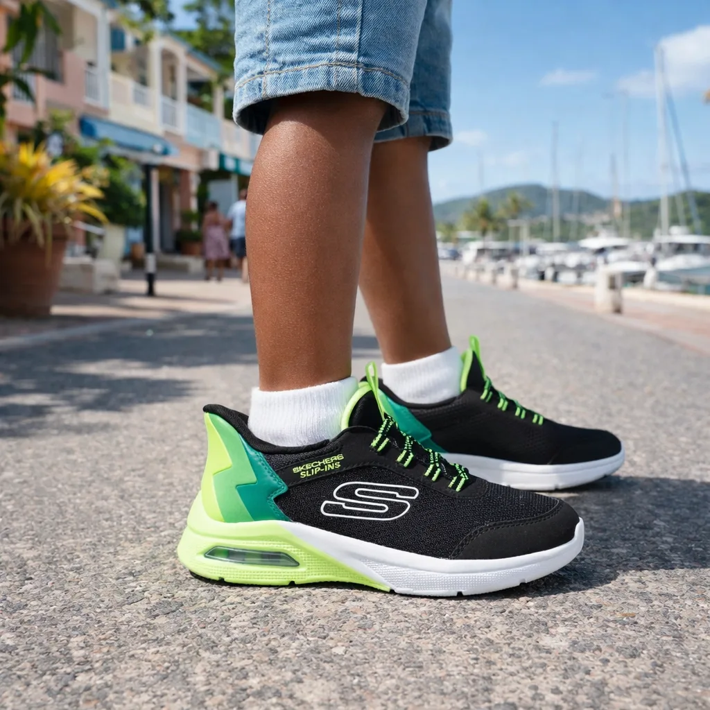 Skechers Brisk Stripe Black Lime
